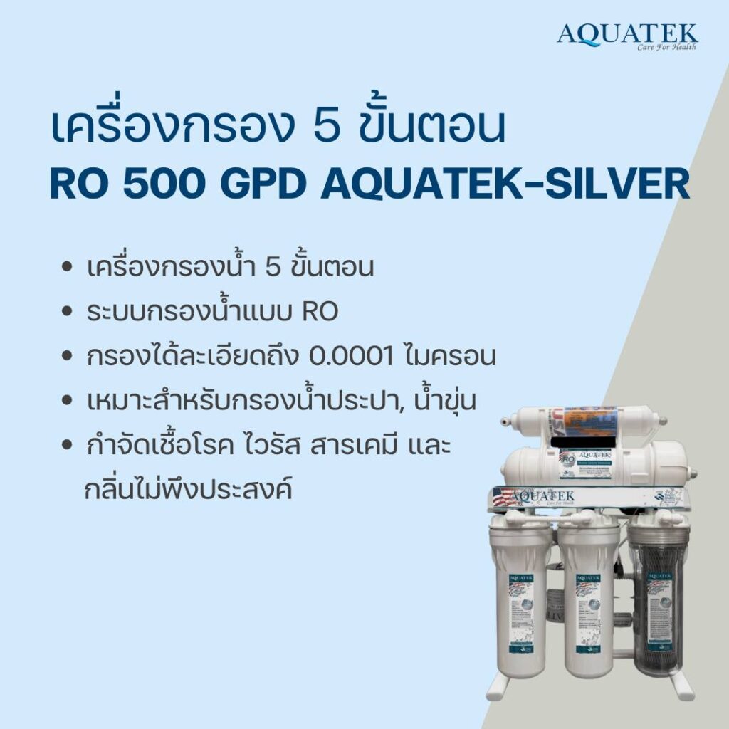 เครื่องกรองน้ำAquatek ระบบRO กรองสิ่งต่าง ๆ ที่เจือปนมากับน้ำได้อย่างมีประสิทธิภาพ